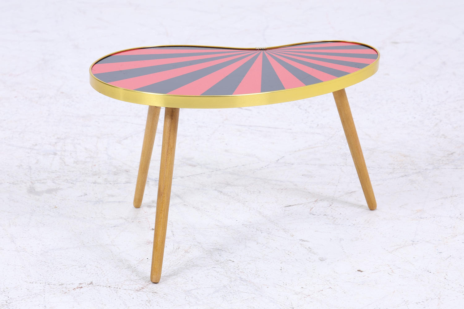 Vintage Nierentisch mit Muster | Mid Century Blumentisch | Beistelltische Schwarz Rot 60er Jahre