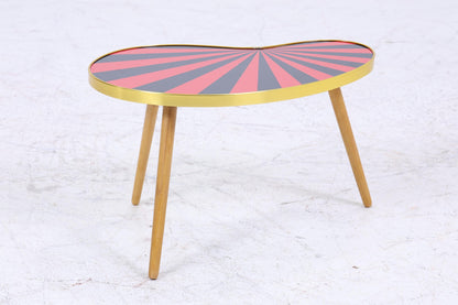 Vintage Nierentisch mit Muster | Mid Century Blumentisch | Beistelltische Schwarz Rot 60er Jahre