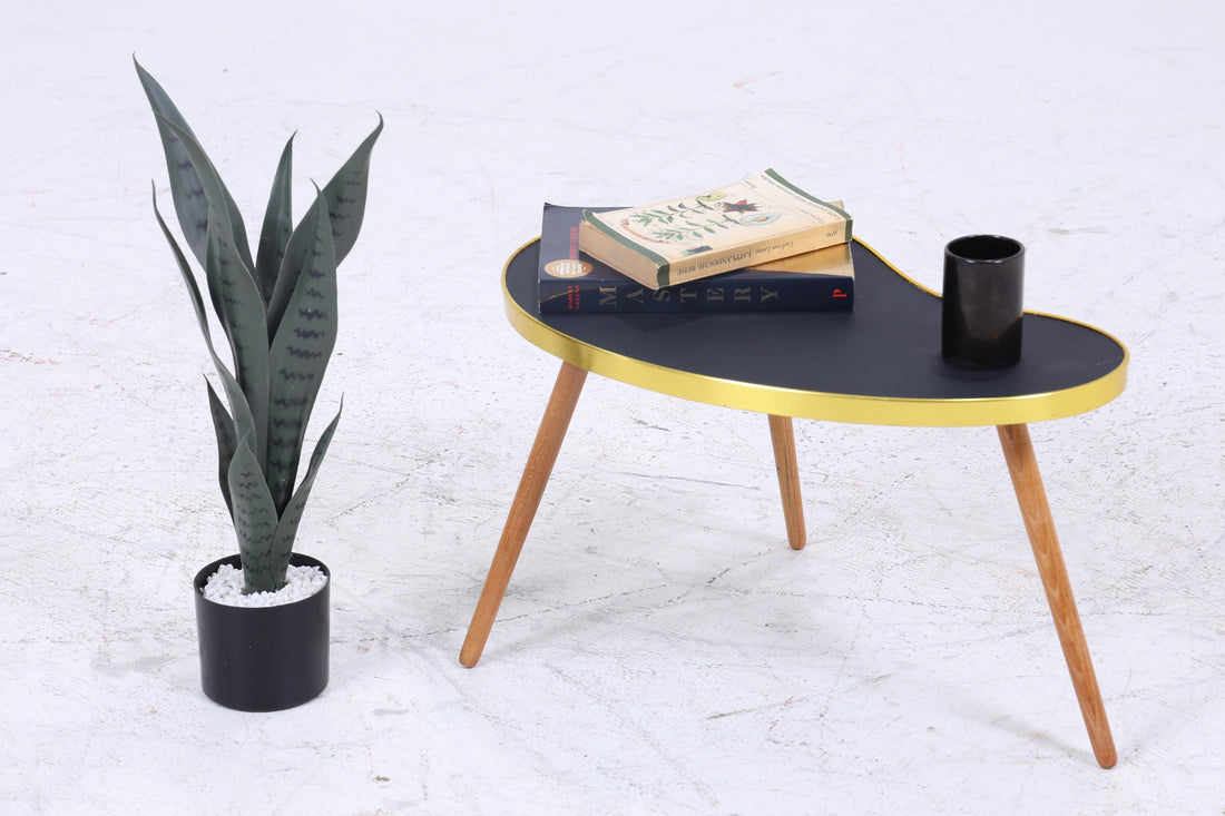 Vintage Nierentisch | Mid Century Blumentisch | Beistelltische Schwarz 60er Jahre