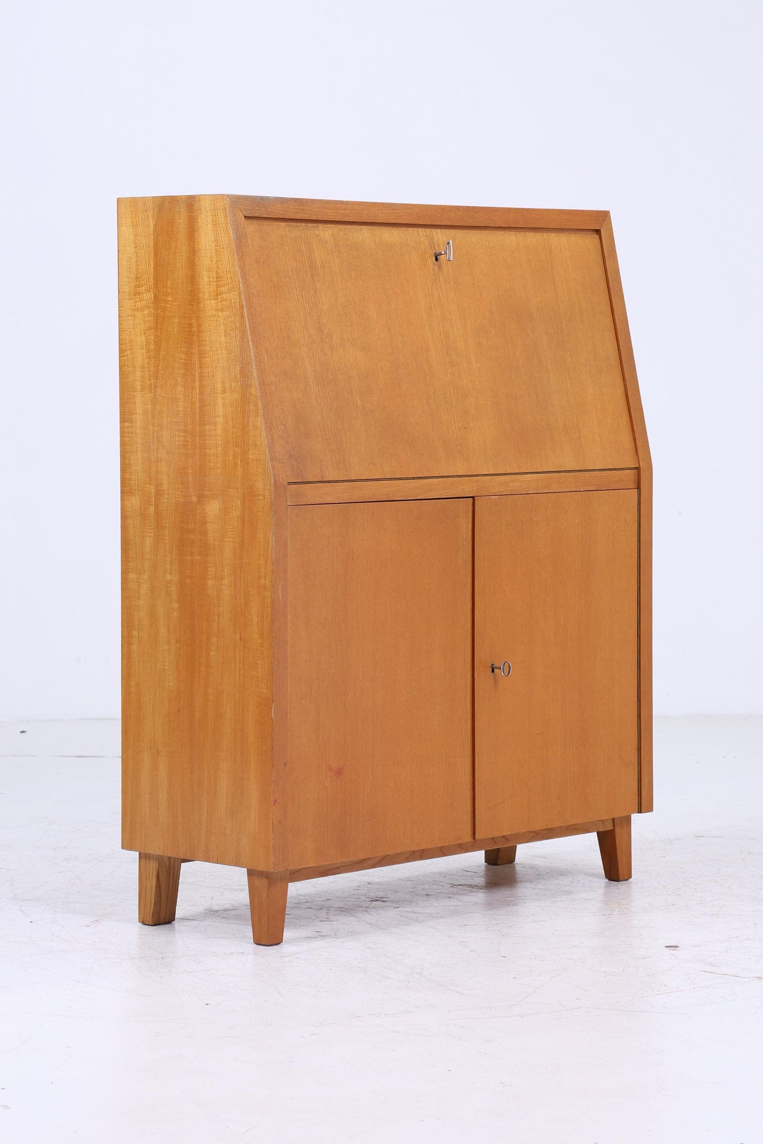 Vintage Musterring Sekretär aus Esche | Mid Century Schreibtisch Schrank Arbeitstisch Retro Holz Aufbewahrung 50er Jahre