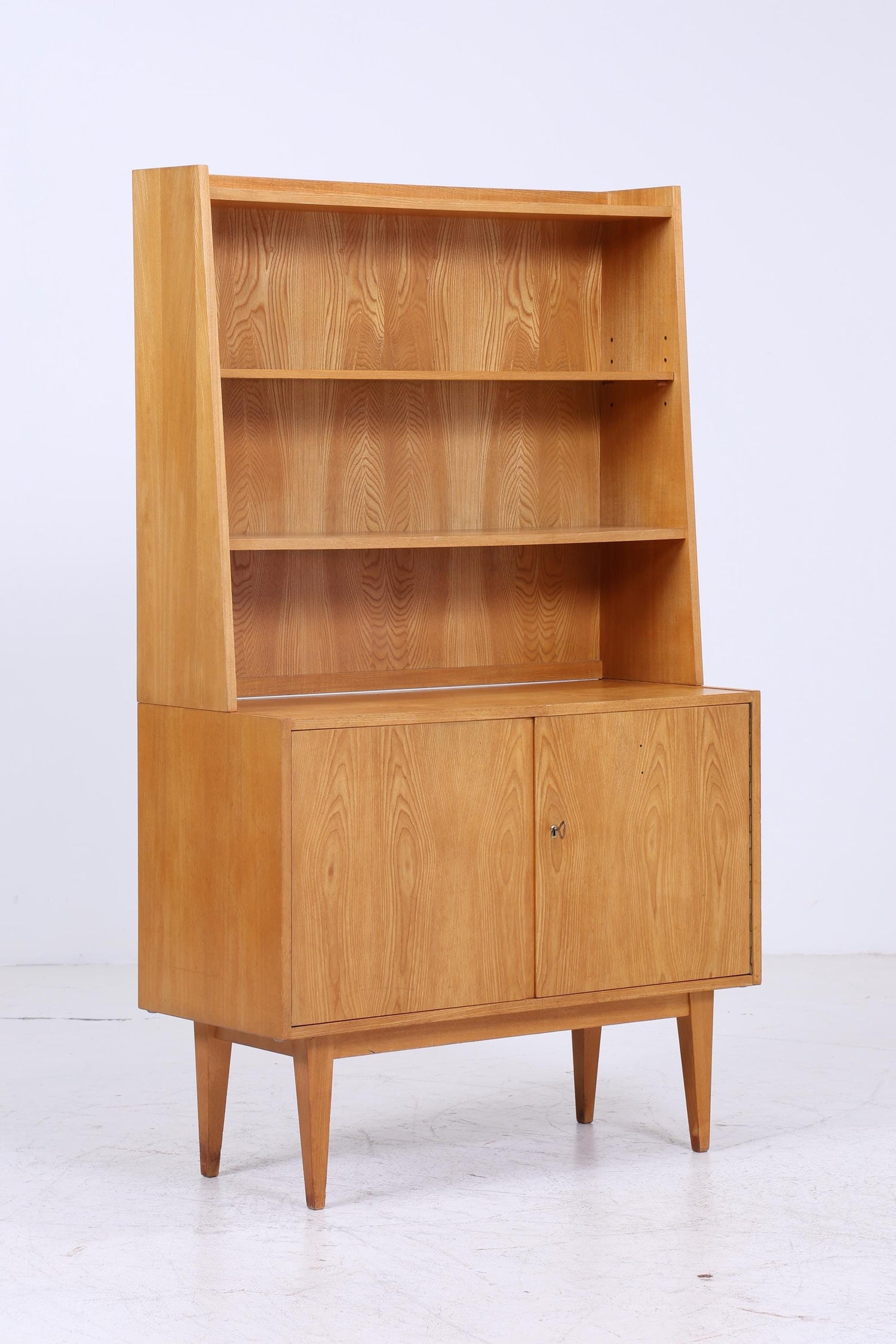 Vintage Hellerau Regal der Serie 602 | Mid Century Bücherregal Schmal | Retro Holz Aufbewahrung 60er 70er Jahre