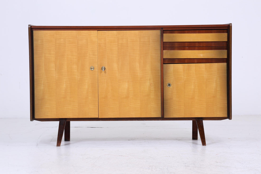 Vintage Sideboard 1960s | Mid Century TV Stand with Compartments Retro Wooden Storage