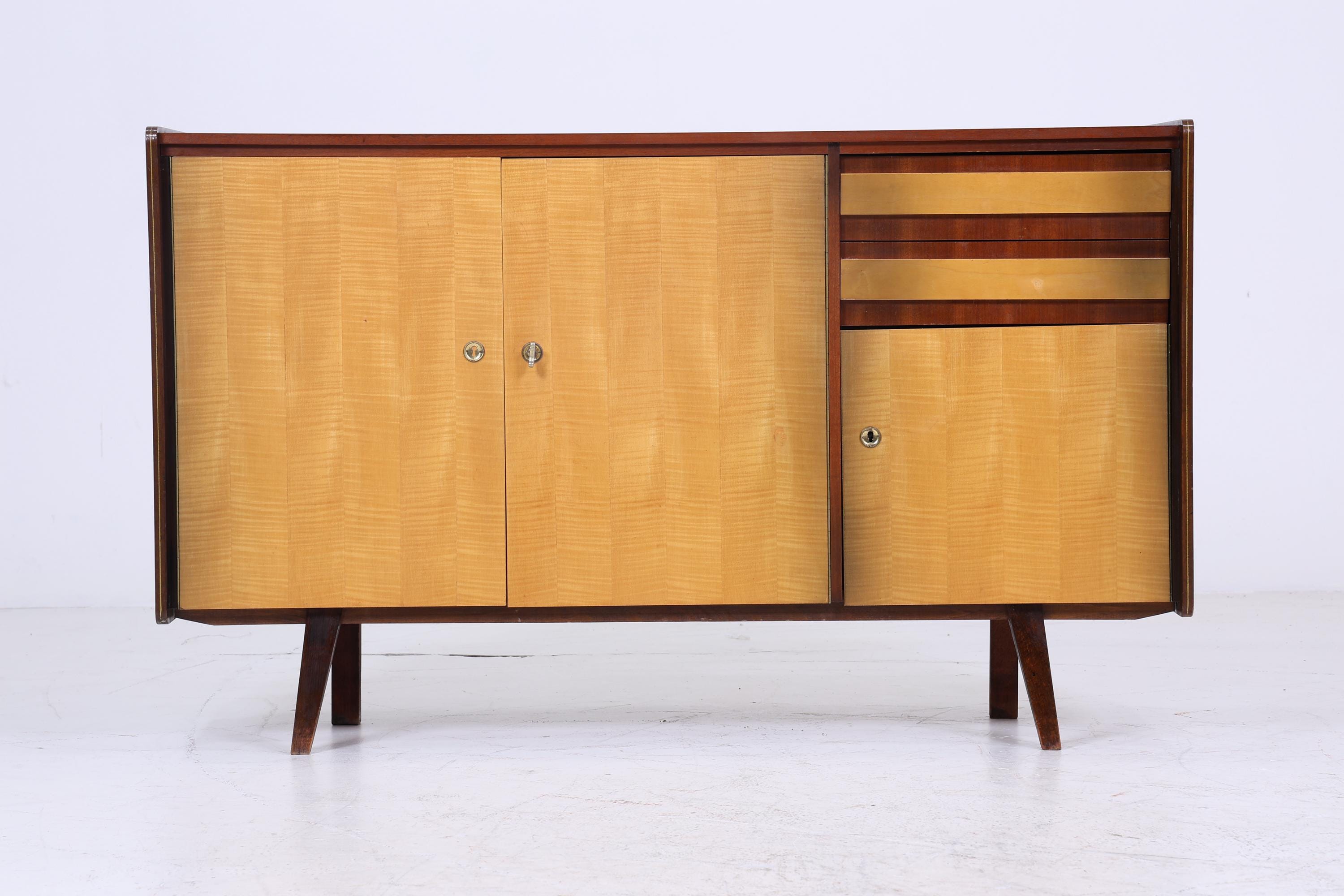 Vintage Sideboard 60er Jahre | Mid Century TV Board mit Fächern Retro Holz Aufbewahrung
