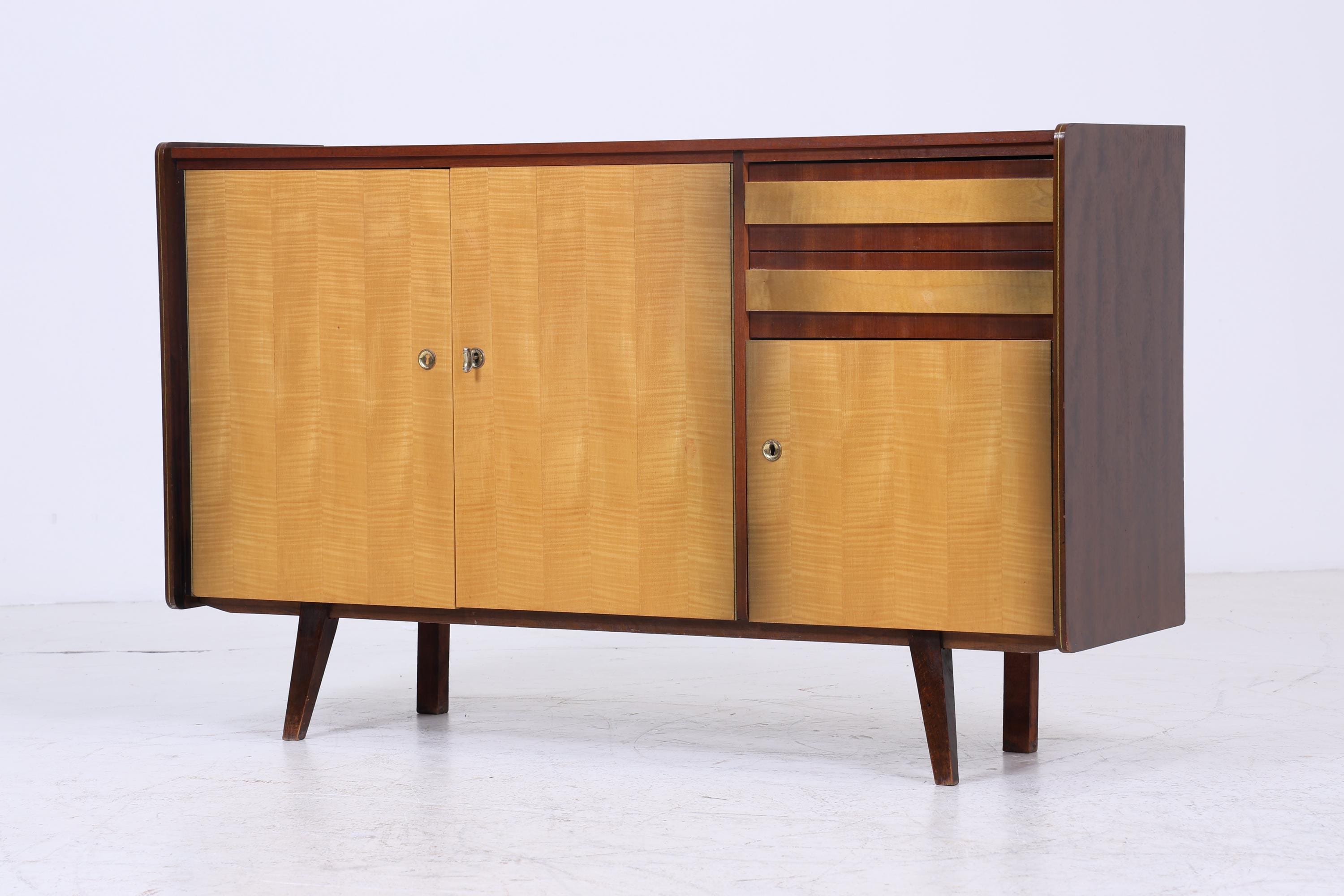 Vintage Sideboard 60er Jahre | Mid Century TV Board mit Fächern Retro Holz Aufbewahrung