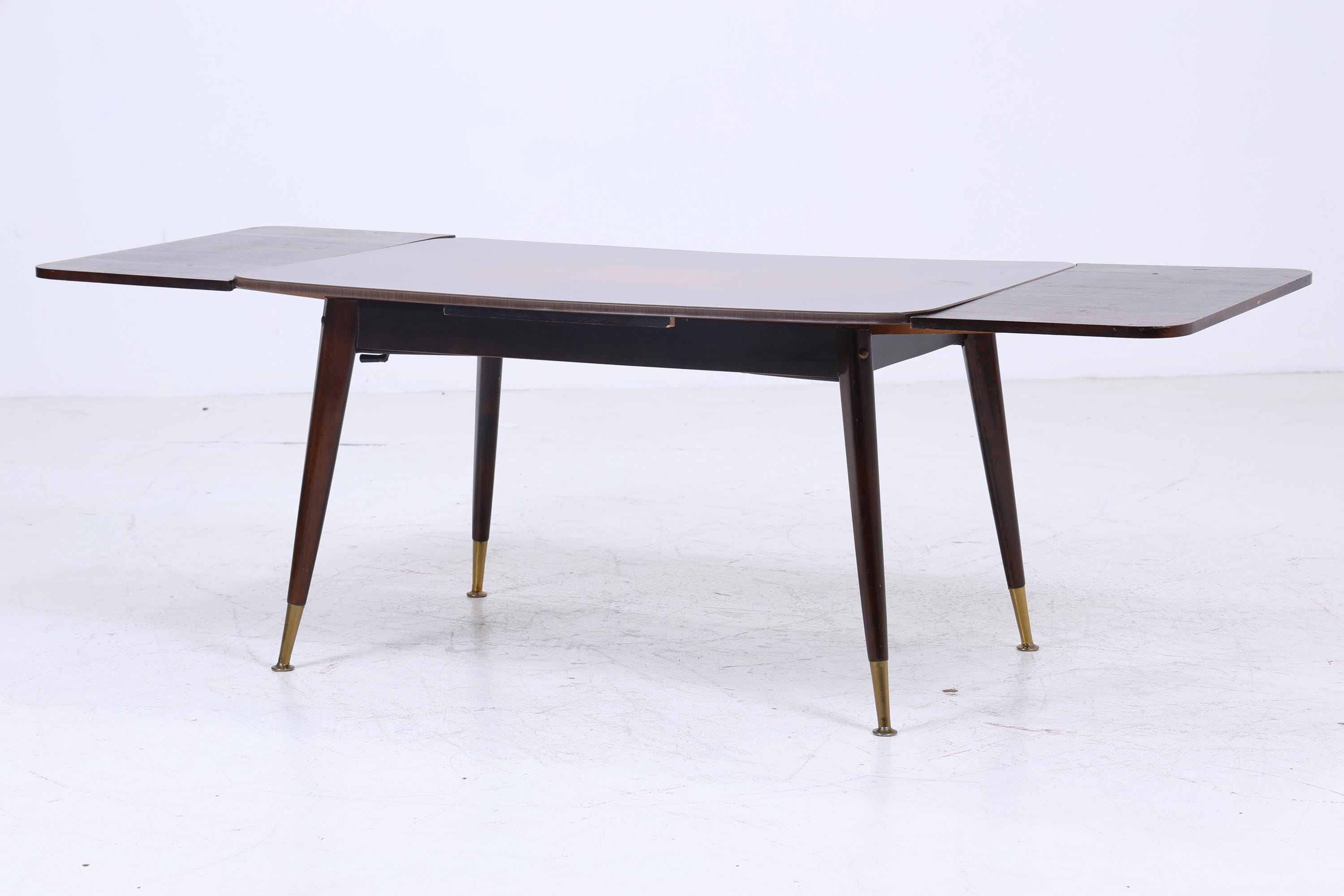 Vintage Kurbeltisch 60er Jahre | Mid Century ausziehbarer Esstisch Resopal im Hochglanz Stil Couchtisch Tisch Retro 70er