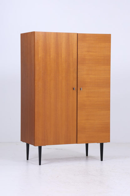 Vintage Teak Kleiderschrank | Mid Century Wäscheschrank | 60er Jahre Schrank | mit 2 Kleiderstangen