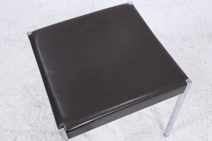 Vintage Leder Hocker | Mid Century Sitzhocker Chrom | Retro Stuhl 60er 70er