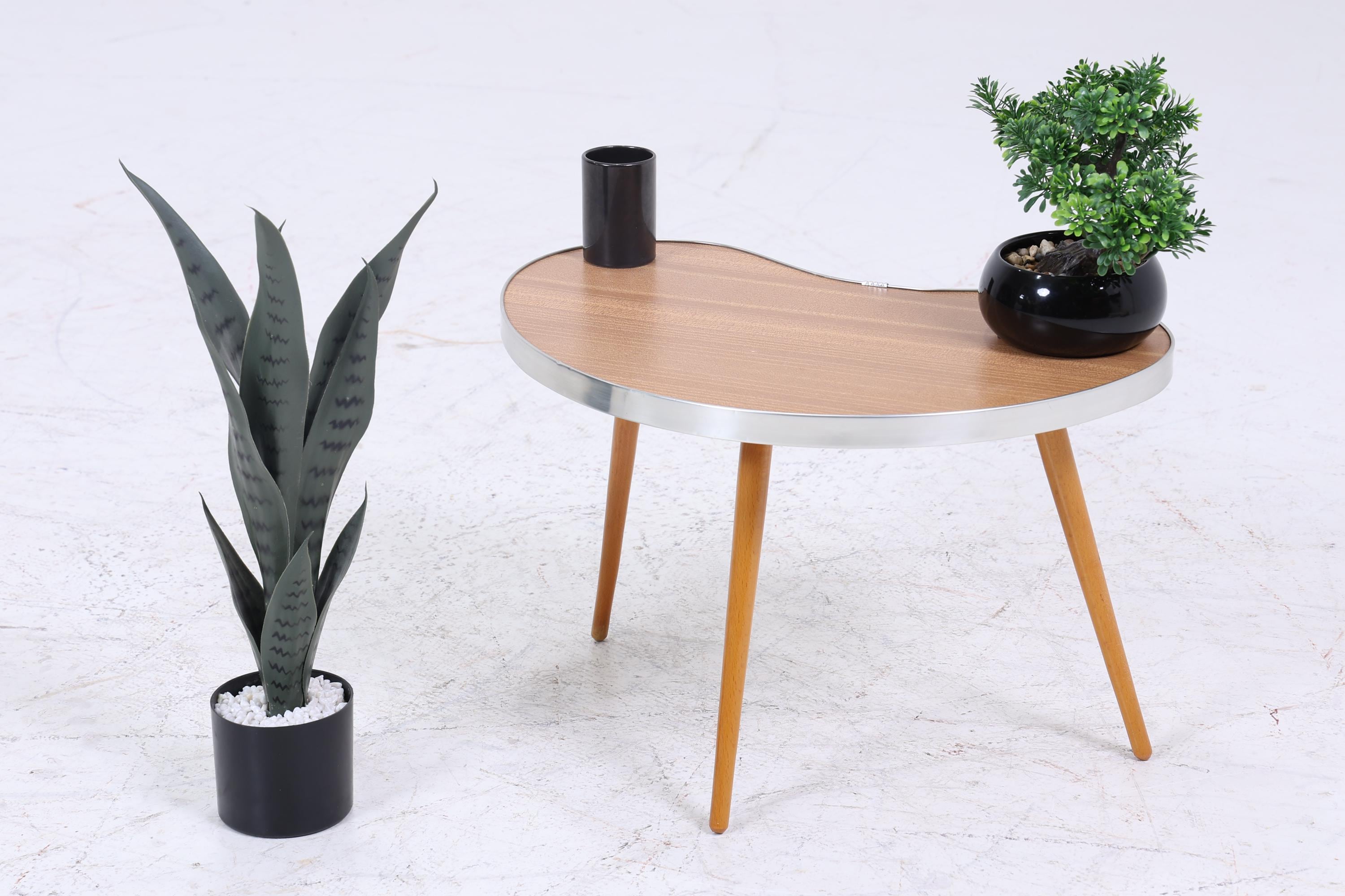 Vintage Nierentisch | Mid Century Blumentisch | Beistelltische Olivgrün 60er Jahre