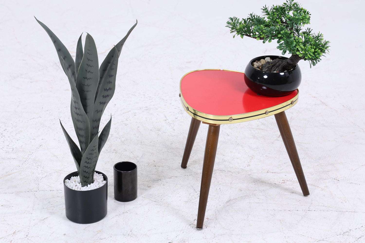 Vintage Blumentisch | Mid Century Nierentisch | Beistelltische Rot 60er Jahre