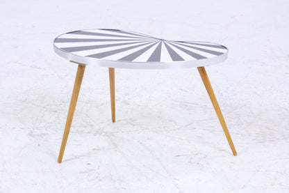 Vintage Nierentisch | Mid Century Blumentisch | Beistelltische Muster Schwarz Weiß 60er Jahre
