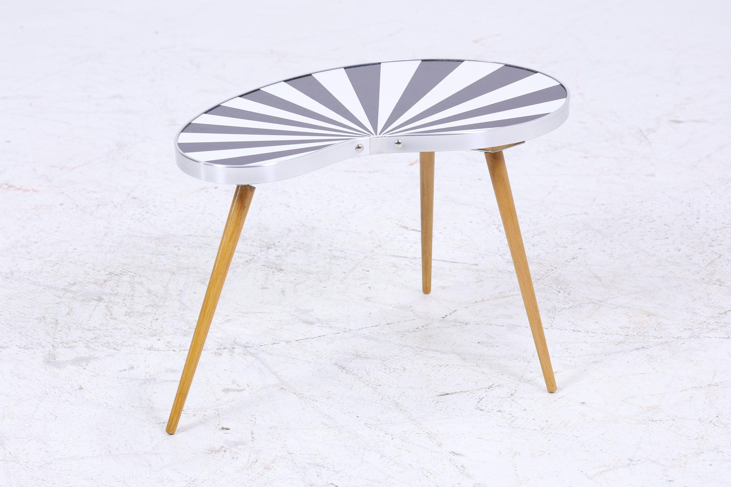 Vintage Nierentisch | Mid Century Blumentisch | Beistelltische Muster Schwarz Weiß 60er Jahre
