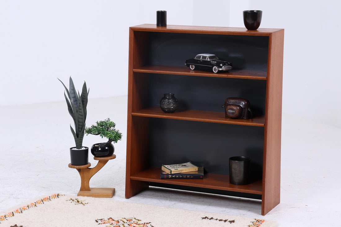 Kleines Vintage Teak Bücherregal | Mid Century Regal | 60er Retro Holz Aufbewahrung