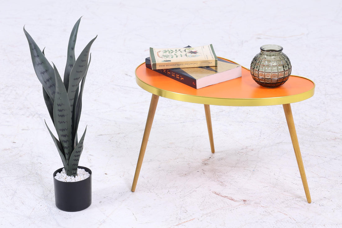 Vintage Nierentisch | Mid Century Blumentisch | Beistelltische Orange 60er Jahre