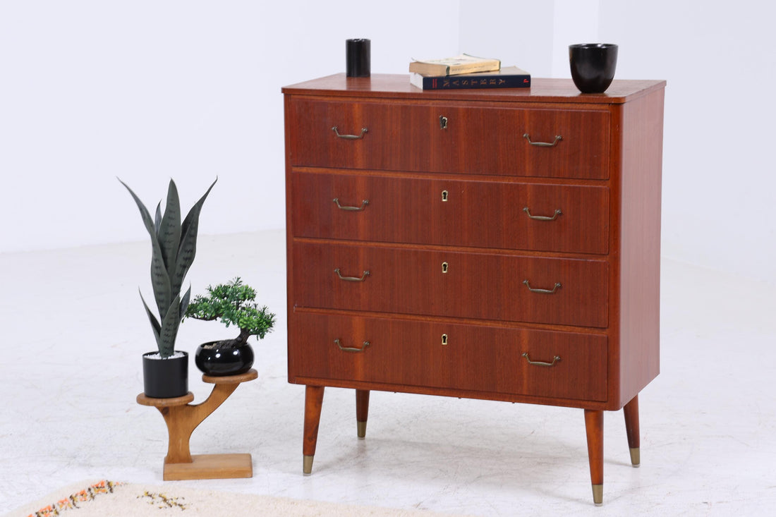 Wundervolle Teak Mid Century Schubladen Kommode | Vintage Schrank Holz Aufbewahrung 60er Jahre
