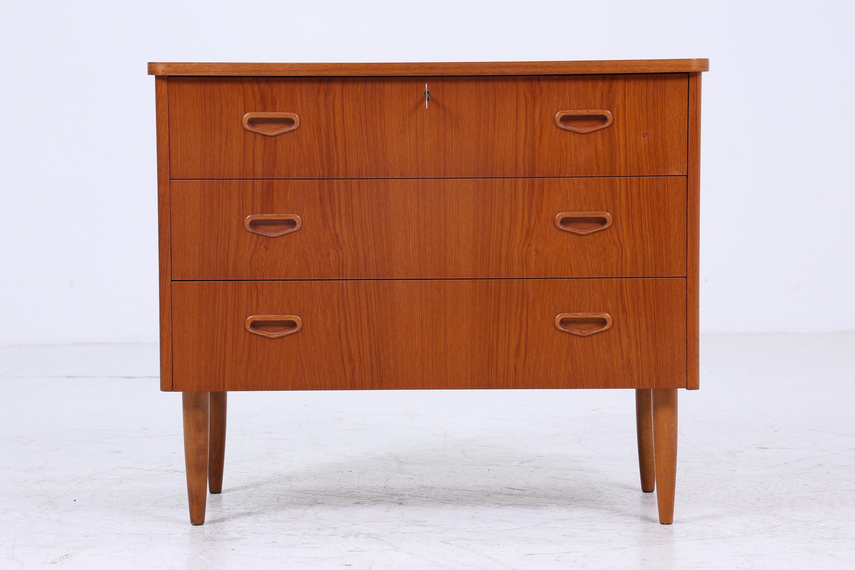 Vintage Teak Kommode | Mid Century Schubladen Schrank Holz Aufbewahrung 60er Jahre