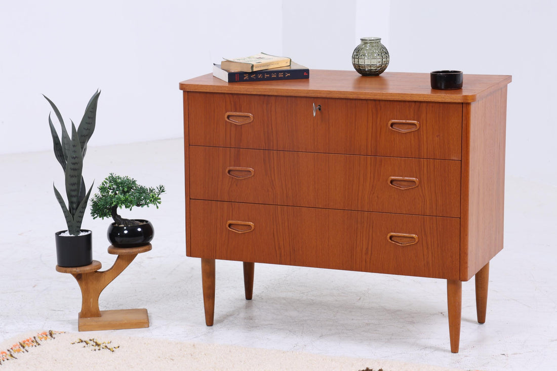 Vintage Teak Kommode | Mid Century Schubladen Schrank Holz Aufbewahrung 60er Jahre