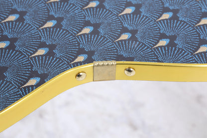 Vintage Nierentisch mit Pfauen Muster | Mid Century Blumentisch | Beistelltische Blau 60er Jahre