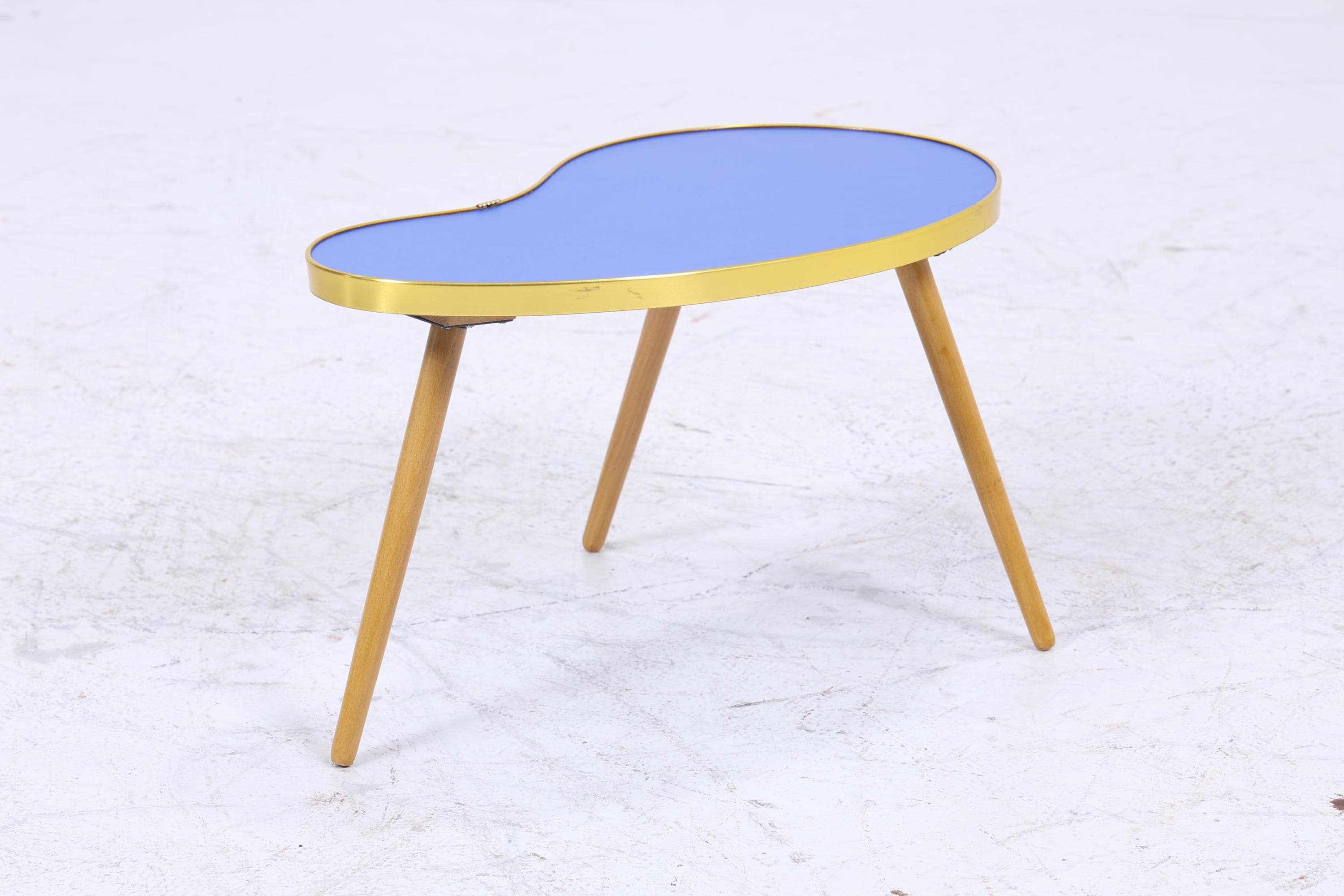 Vintage Nierentisch | Mid Century Blumentisch | Beistelltische Blau 60er Jahre