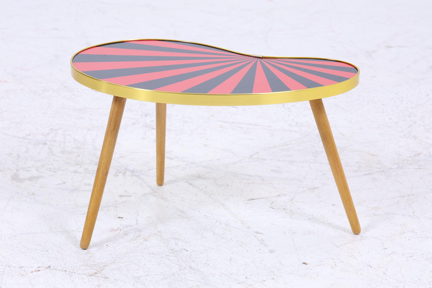 Vintage Nierentisch mit Muster | Mid Century Blumentisch | Beistelltische Schwarz Rot 60er Jahre