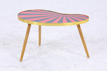 Vintage Nierentisch mit Muster | Mid Century Blumentisch | Beistelltische Schwarz Rot 60er Jahre