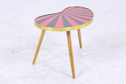 Vintage Nierentisch mit Muster | Mid Century Blumentisch | Beistelltische Schwarz Rot 60er Jahre