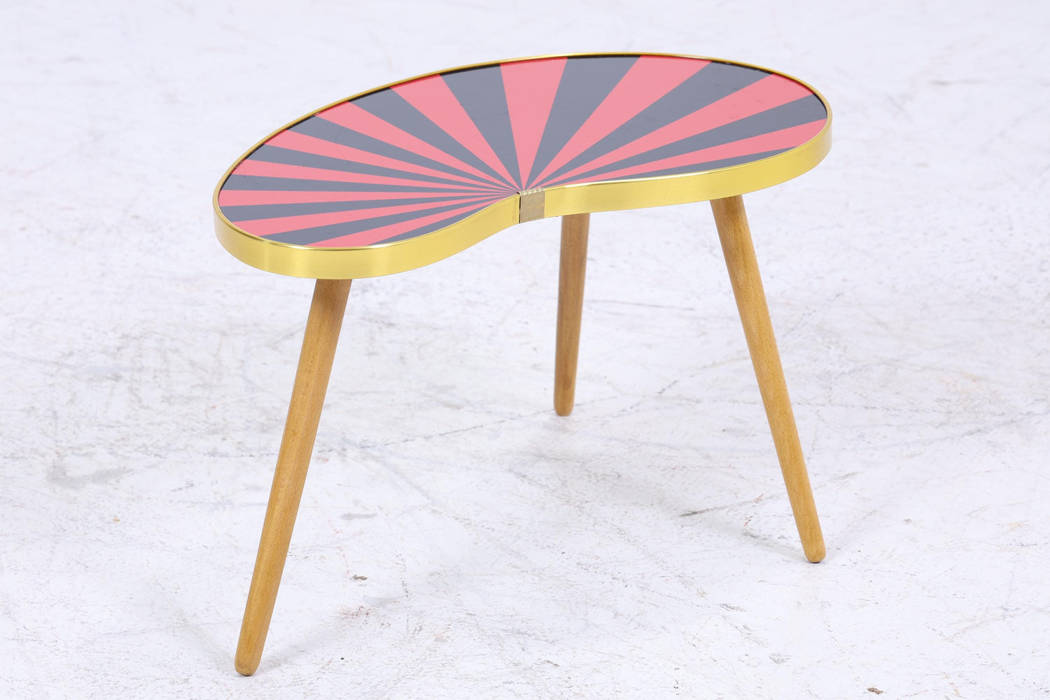 Vintage Nierentisch mit Muster | Mid Century Blumentisch | Beistelltische Schwarz Rot 60er Jahre