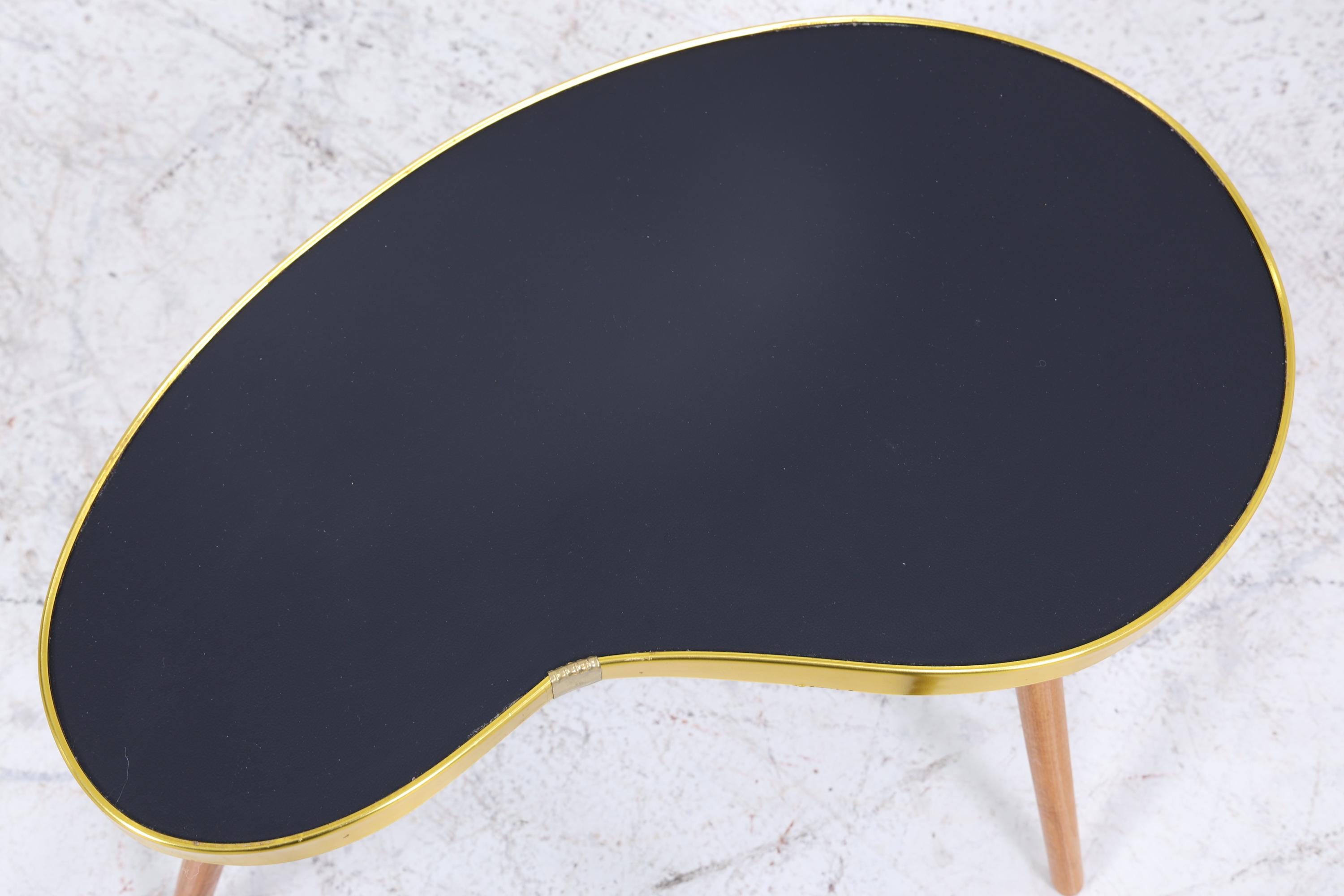 Vintage Nierentisch | Mid Century Blumentisch | Beistelltische Schwarz 60er Jahre
