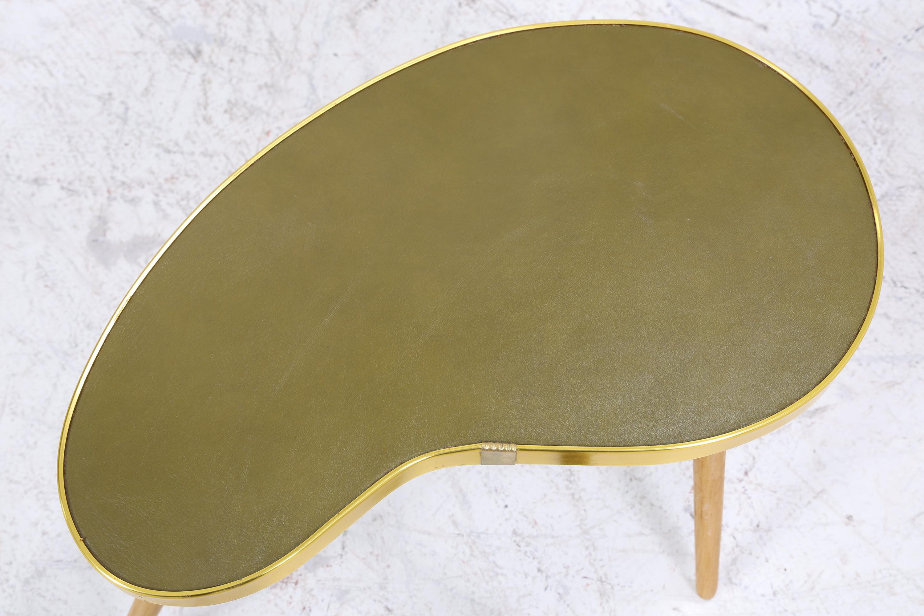 Vintage Nierentisch | Mid Century Blumentisch | Beistelltische Olivgrün 60er Jahre
