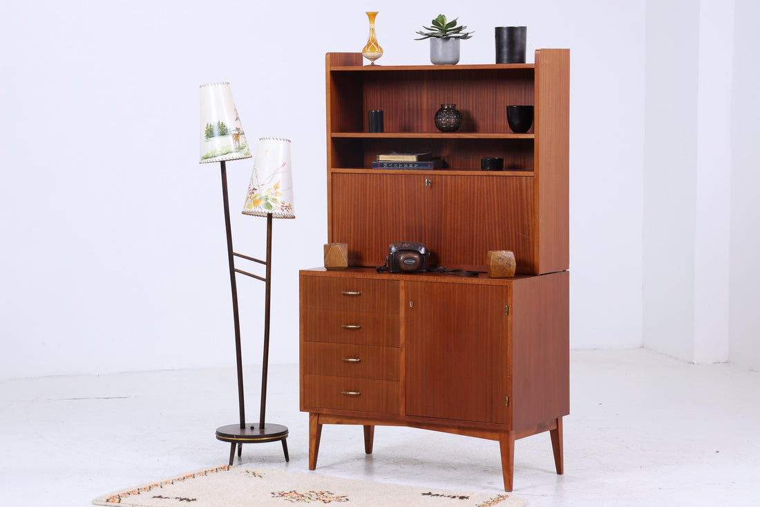 Vintage Regal 60er Jahre | Mid Century Regalschrank Schubladen Retro Holz Aufbewahrung