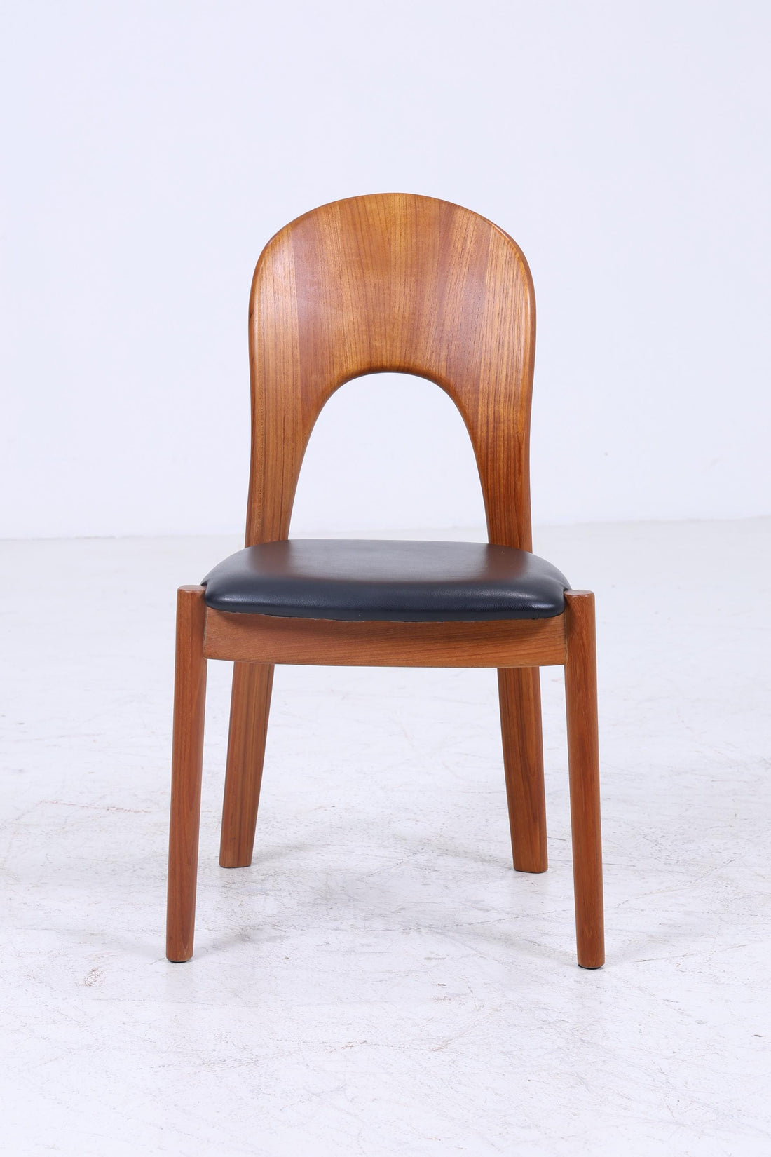 5 Vintage Teak Esszimmer Stühle von Niels Koefoed für Glostrup | Mid Century Stuhl 60er Jahre | Küchenstuhl Leder Bezug