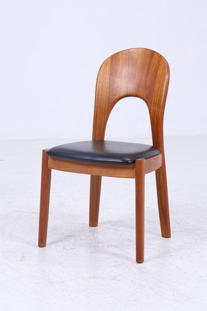 5 Vintage Teak Esszimmer Stühle von Niels Koefoed für Glostrup | Mid Century Stuhl 60er Jahre | Küchenstuhl Leder Bezug