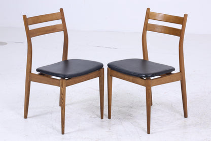 2 Vintage Teak Esszimmer Stühle | Mid Century Stuhl 60er Jahre | Küchenstuhl Leder Bezug