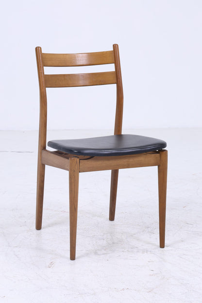 2 Vintage Teak Esszimmer Stühle | Mid Century Stuhl 60er Jahre | Küchenstuhl Leder Bezug