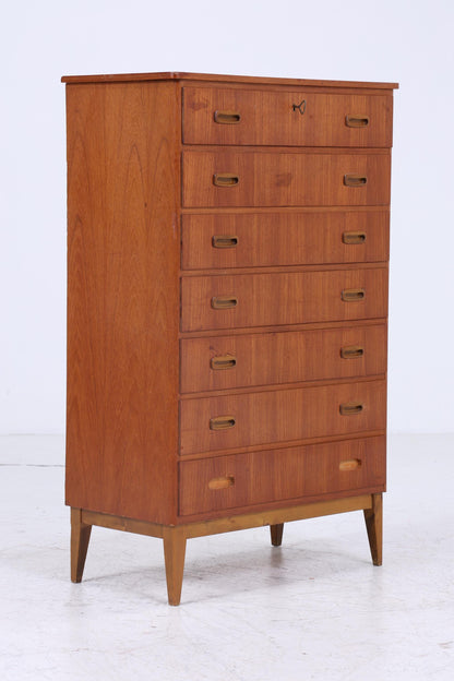 Vintage Teak Schubladen Kommode | Mid Century Schrank Holz Aufbewahrung 60er Jahre Herrenkommode
