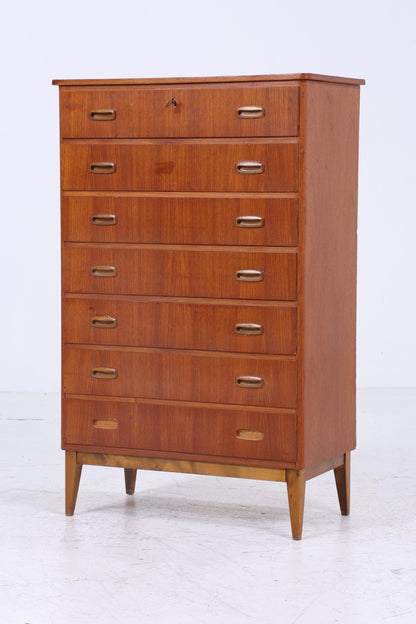 Vintage Teak Schubladen Kommode | Mid Century Schrank Holz Aufbewahrung 60er Jahre Herrenkommode