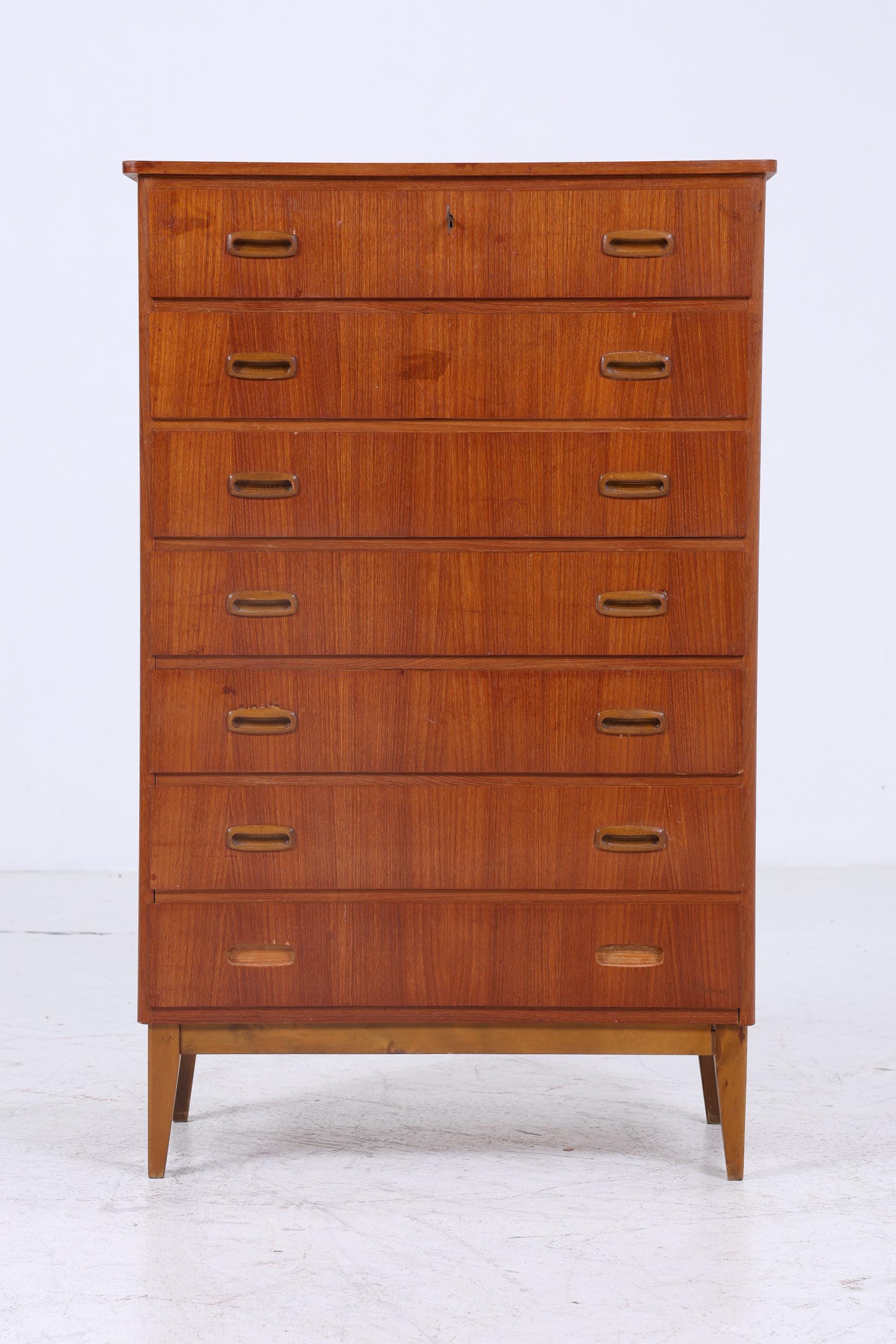 Vintage Teak Schubladen Kommode | Mid Century Schrank Holz Aufbewahrung 60er Jahre Herrenkommode