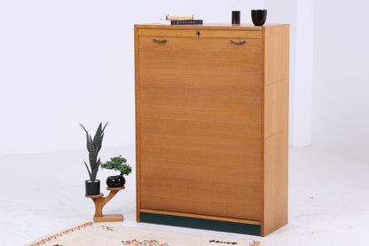 Vintage Rollladenschrank 60er Jahre | Mid Century Schrank Bücherschrank Highboard Holz Aufbewahrung Aktenschrank