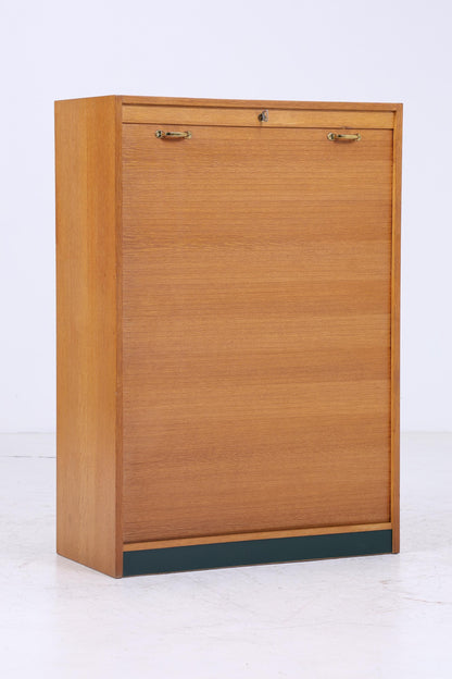 Vintage Rollladenschrank 60er Jahre | Mid Century Schrank Bücherschrank Highboard Holz Aufbewahrung Aktenschrank