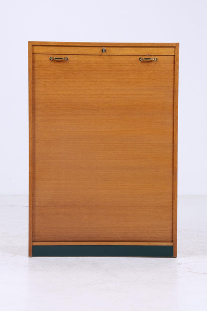 Vintage Rollladenschrank 60er Jahre | Mid Century Schrank Bücherschrank Highboard Holz Aufbewahrung Aktenschrank