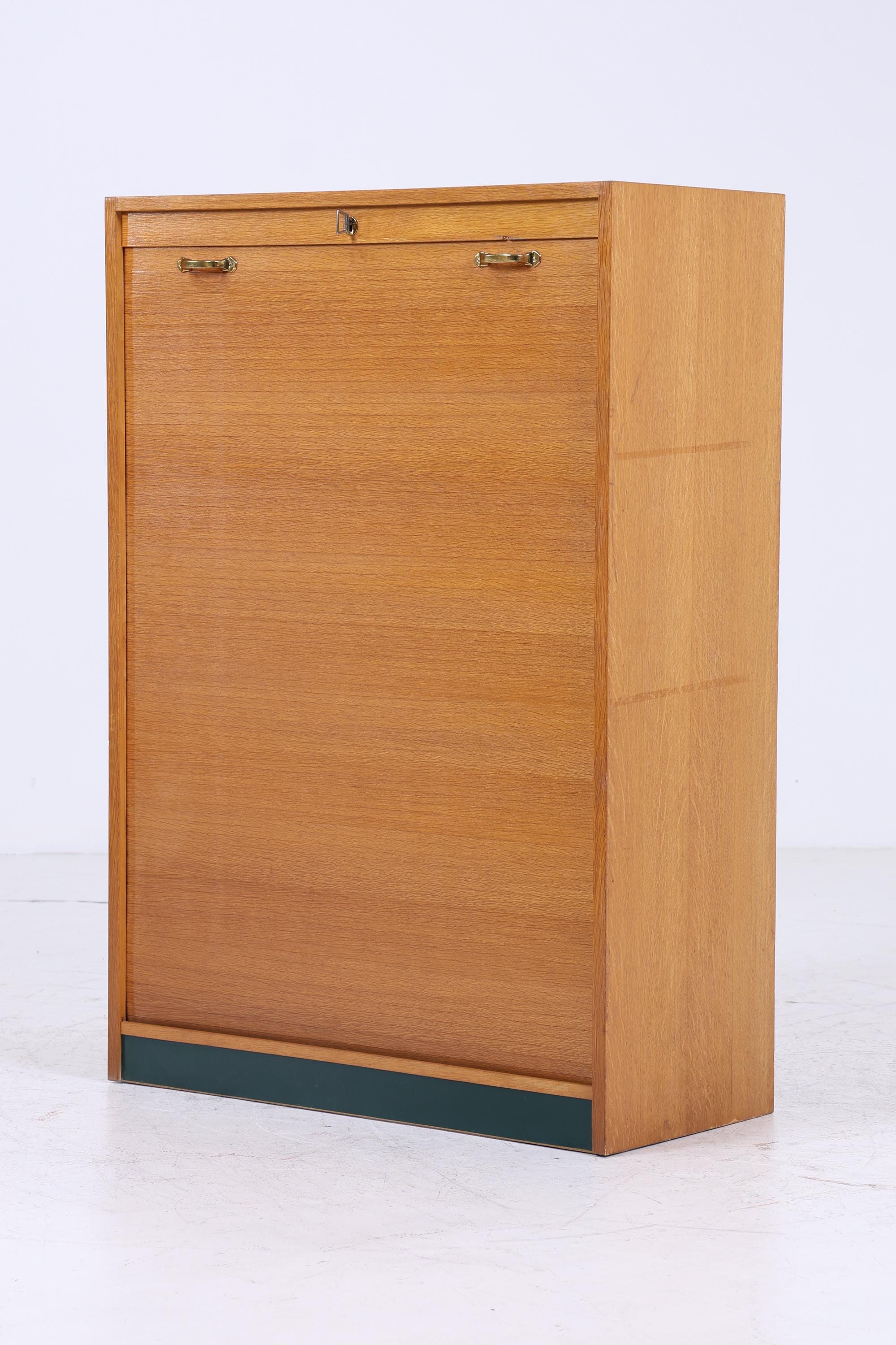 Vintage Rollladenschrank 60er Jahre | Mid Century Schrank Bücherschrank Highboard Holz Aufbewahrung Aktenschrank