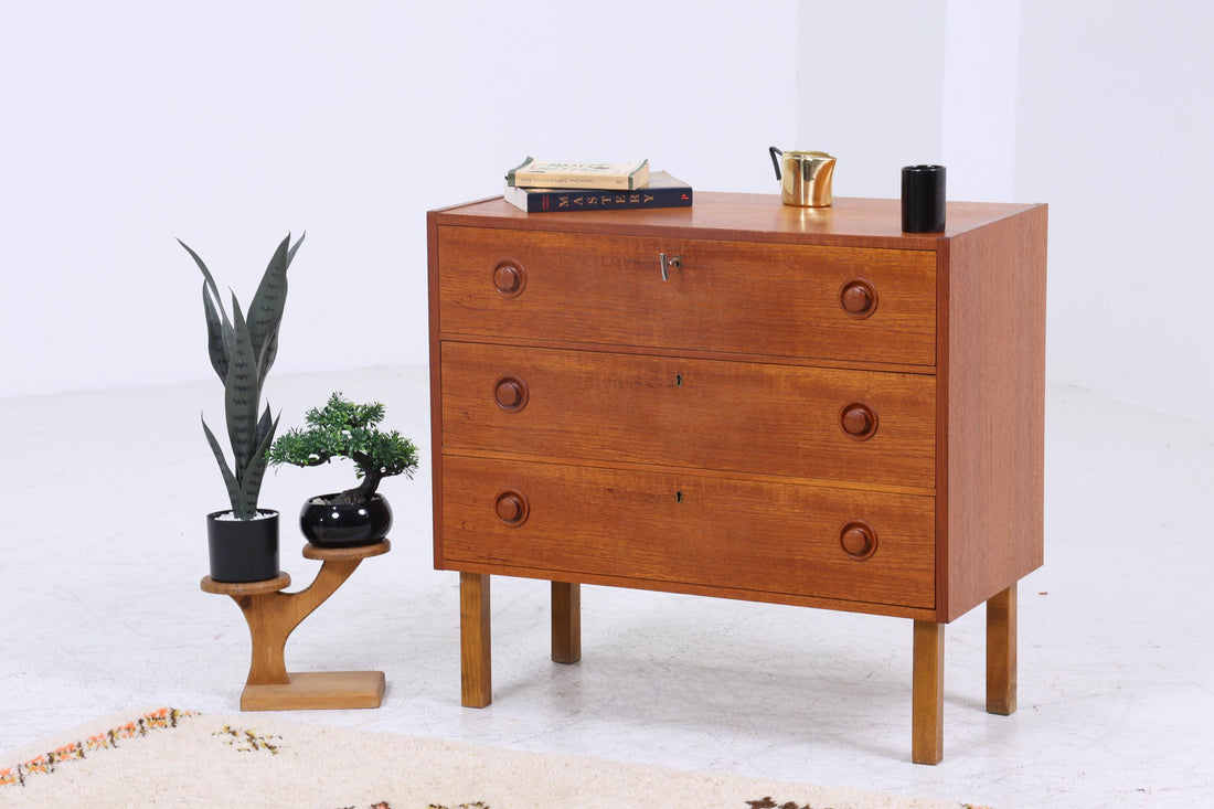 Wunderschöne Vintage Teak Kommode | Mid Century Schubladen Schrank Holz Aufbewahrung 60er Jahre