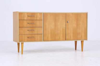 Vintage Sideboard 60er Jahre | Mid Century Schubladen TV Board mit Schubladen &amp; Fächern Retro Anrichte Holz Aufbewahrung