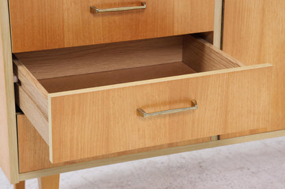 Vintage Sideboard 60er Jahre | Mid Century Schubladen TV Board mit Schubladen &amp; Fächern Retro Anrichte Holz Aufbewahrung