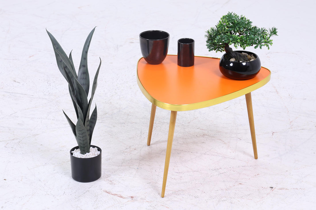 Vintage Blumentisch | Mid Century Nierentisch | Beistelltische Orange 60er Jahre