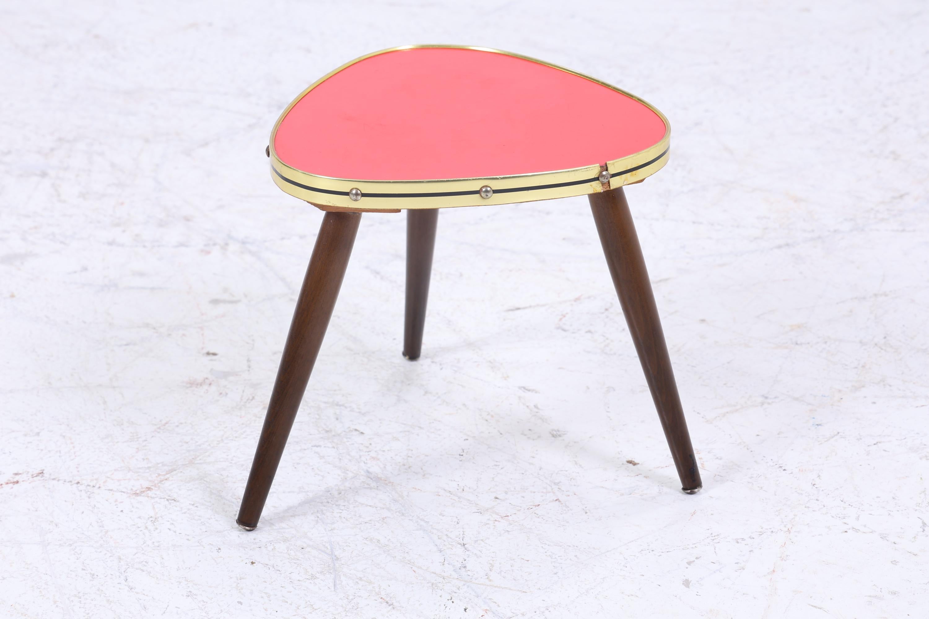 Vintage Blumentisch | Mid Century Nierentisch | Beistelltische Rot 60er Jahre