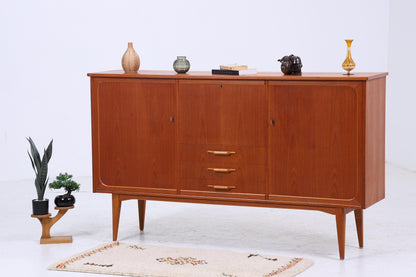Vintage Teak Highboard 60er Jahre | Mid Century Sideboard Schubladen Schrank Holz Aufbewahrung