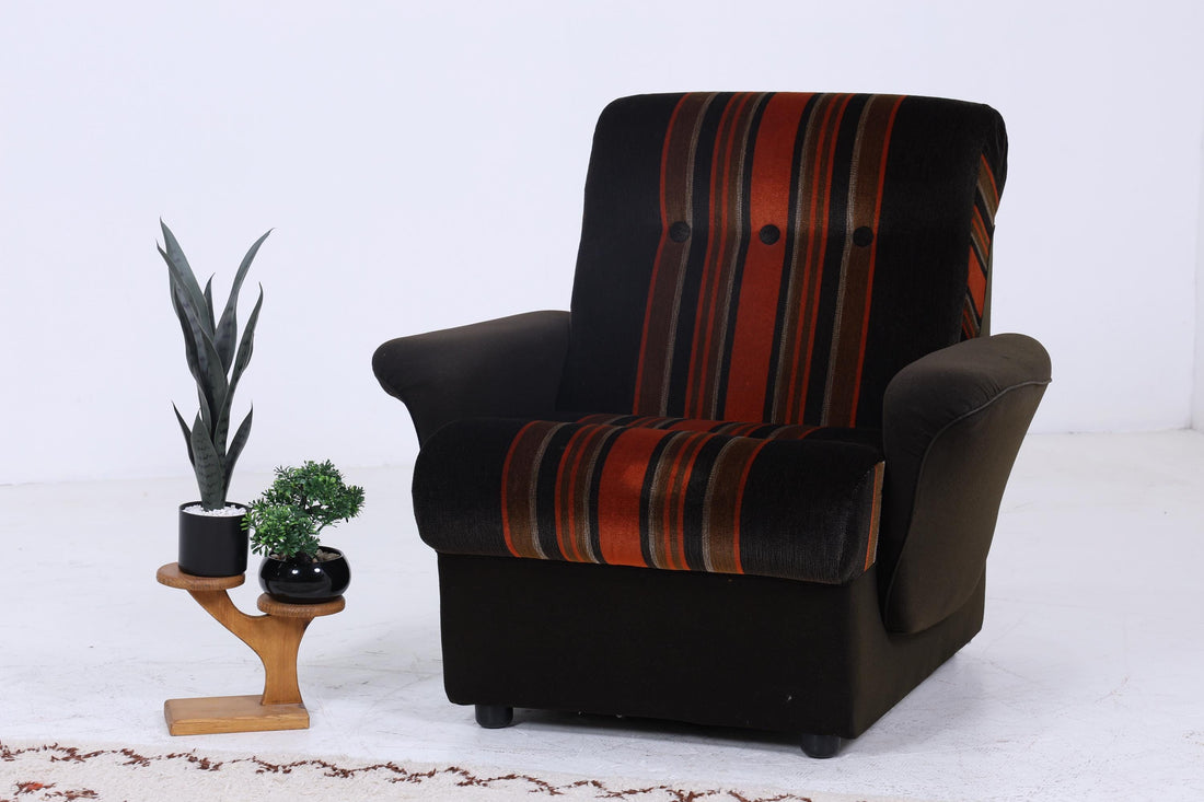 Vintage Armlehnsessel 70er Jahre | Mid Century Stoff Sessel Retro 60er