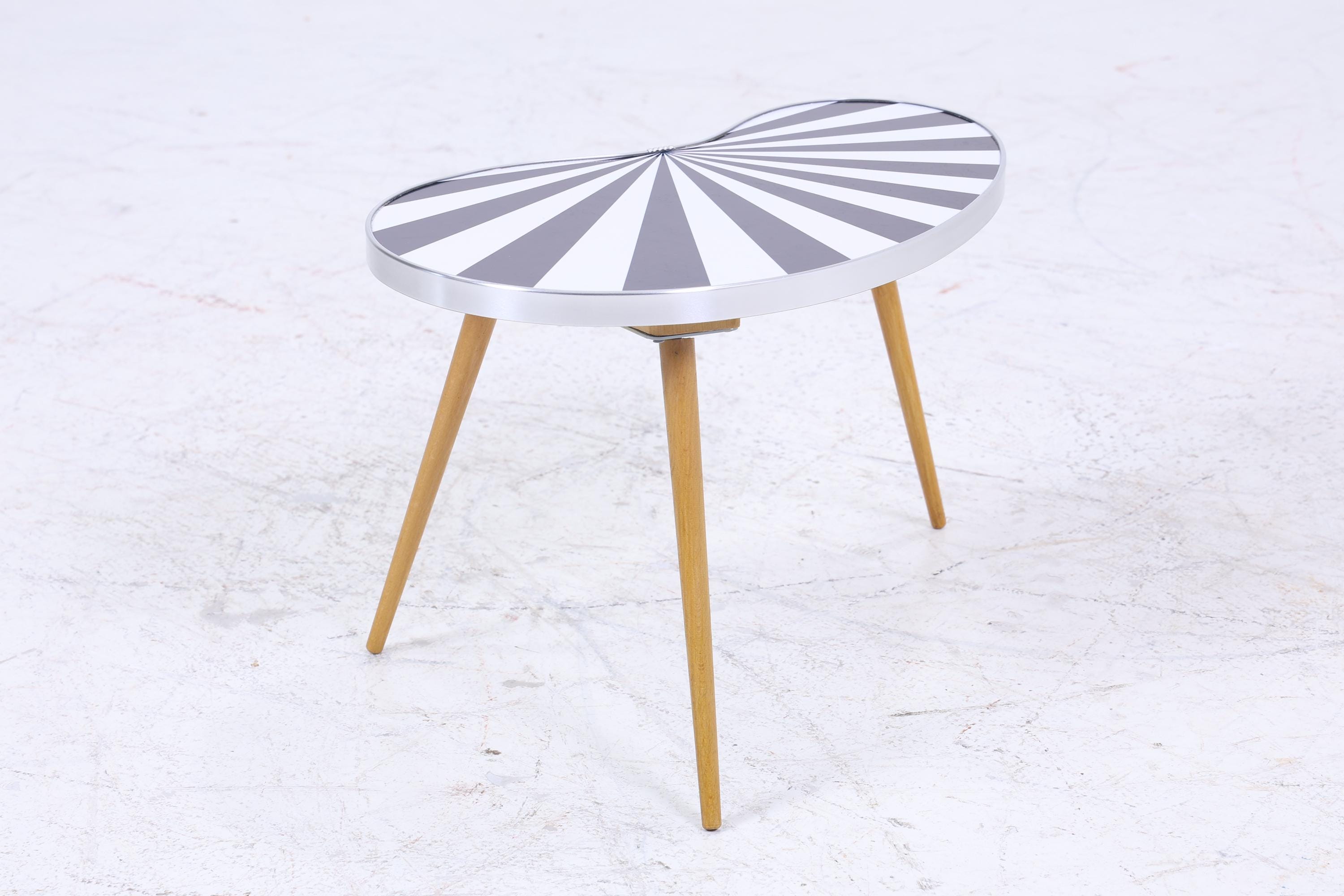Vintage Nierentisch | Mid Century Blumentisch | Beistelltische Muster Schwarz Weiß 60er Jahre