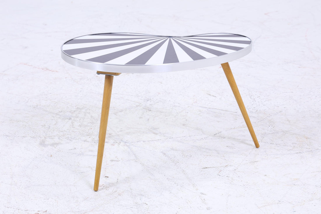 Vintage Nierentisch | Mid Century Blumentisch | Beistelltische Muster Schwarz Weiß 60er Jahre