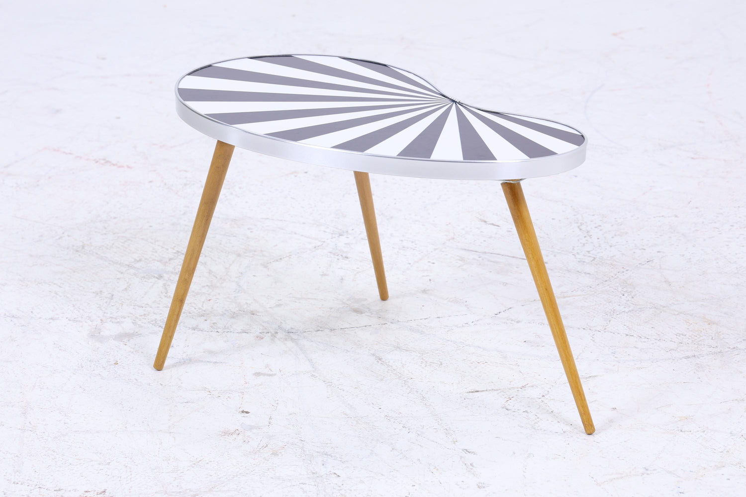 Vintage Nierentisch | Mid Century Blumentisch | Beistelltische Muster Schwarz Weiß 60er Jahre